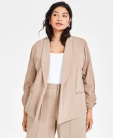 Bar Iii Trendy Plus Knit Drape-Front Blazer