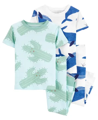 Carter's Baby Boys Graphic Snug Fit Pajamas, 4 Piece Set