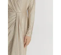 Lauren Ralph Women's Metallic Stretch Knit Cocktail Dress