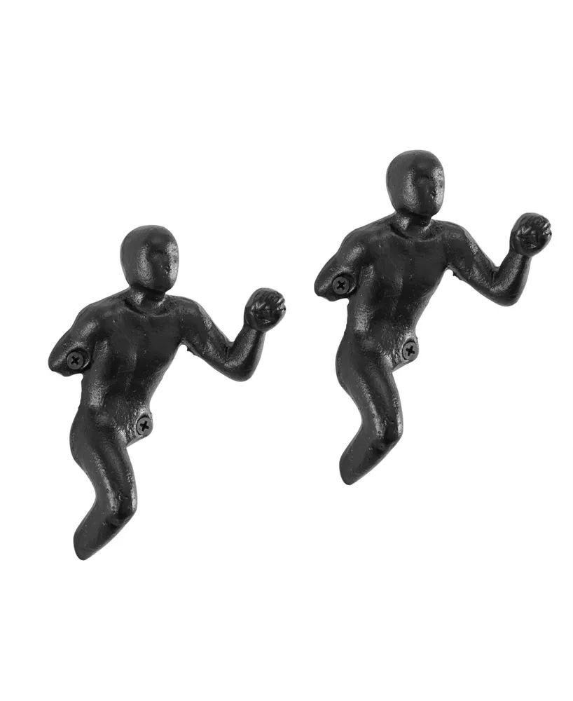 Danya B Protruding "Fist Man" Cast Iron Decorative 2-Piece Wall Hook Set