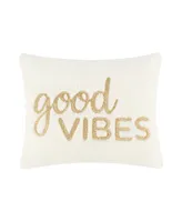 Levtex Tamiya Good Vibes Embroidered Decorative Pillow, 18" x 14"