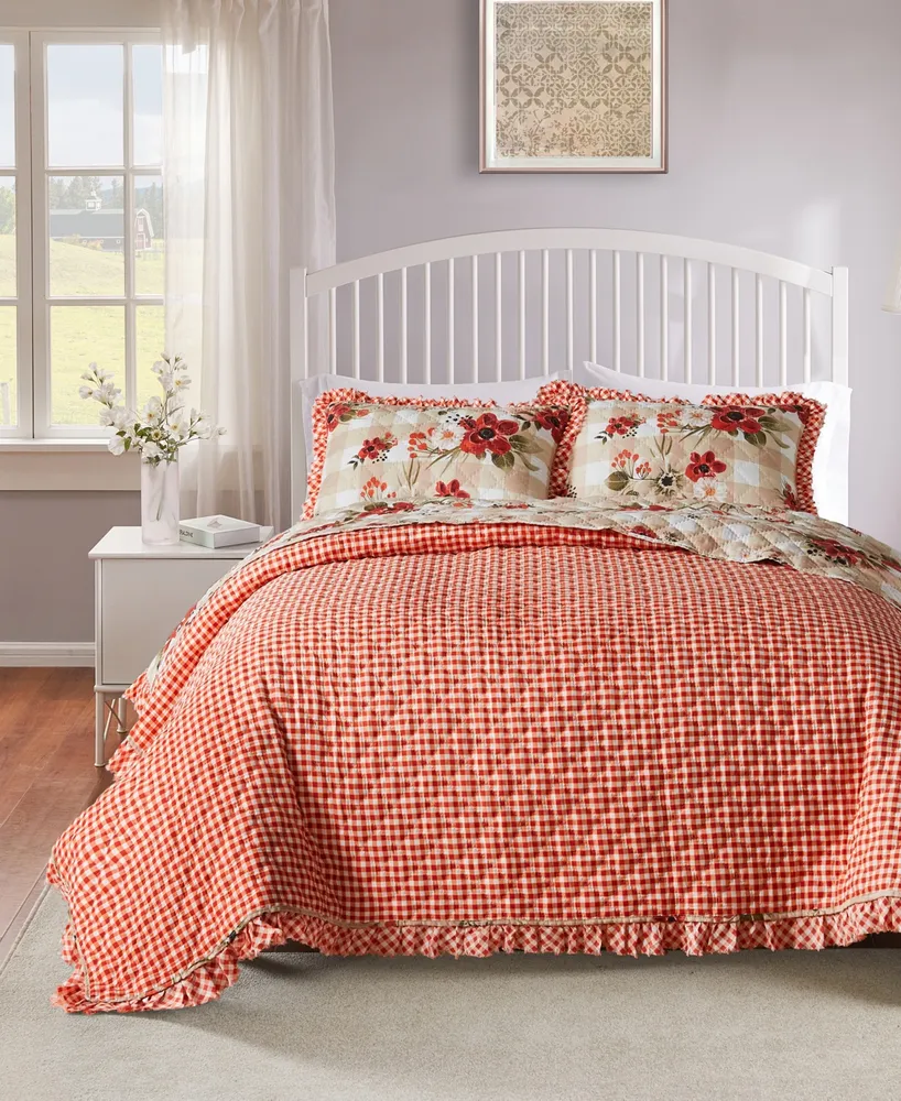 Greenland Home Fashions Wheatly Traditional Ruffled Piece Quilt Set