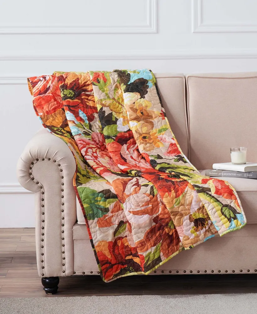 Greenland Home Fashions Senna Boho Floral Quilted Throw, 50" x 60"