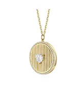 Rachel Glauber 14k Gold Plated with Cubic Zirconia Heart Medallion Pendant Necklace