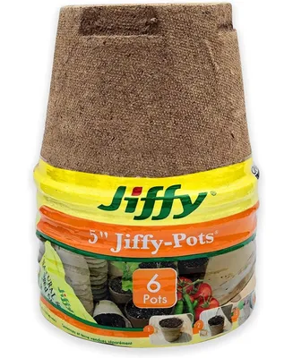 Jiffy Seed Starting Growing Plant Pots, 5in Round - 6 pack