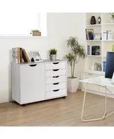 Costway 5-Drawer Dresser Chest Mobile Storage Cabinet