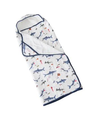 Little Unicorn Baby Boys Animal Print Muslin and Terry Hooded Towel