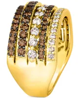 Le Vian Chocolate Diamond & Nude Diamond Multirow Statement Ring (1-1/2 ct. t.w.) in 14k Gold