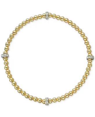 Zoe Lev Diamond Accent Rondelle Bead Stretch Bracelet in 14k Two-Tone Gold
