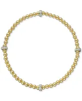 Zoe Lev Diamond Accent Rondelle Bead Stretch Bracelet in 14k Two-Tone Gold