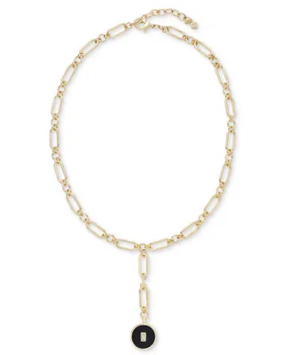On 34th Gold-Tone Enamel Pendant Necklace, 17-1/2" + 2" extender, Created for Macy's