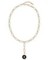 On 34th Gold-Tone Enamel Pendant Necklace, 17-1/2" + 2" extender, Created for Macy's