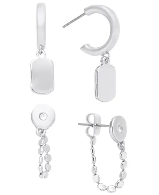 On 34th 2-Pc. Set Drop Hoop Earrings, Created for Macy's