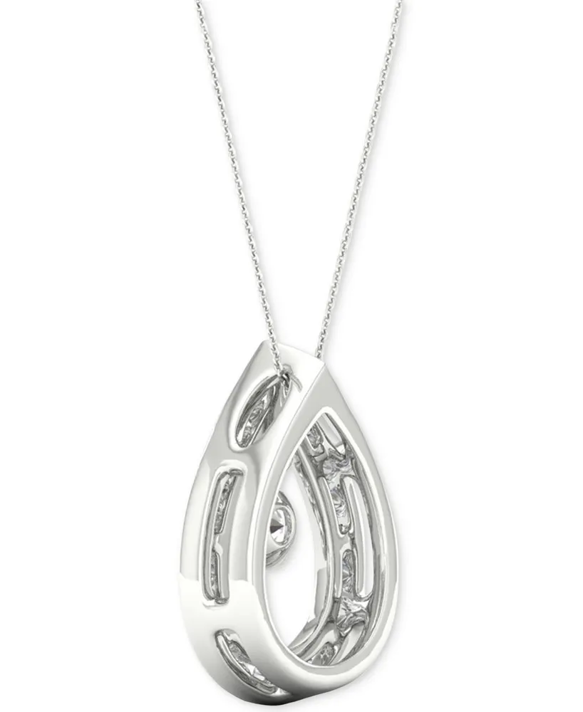 Diamond Orbital Teardrop Halo Pendant Necklace (1/3 ct. t.w.) in 10k White Gold, 16" + 2" extender