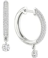 Diamond Dangle Hoop Earrings (3/4 ct. t.w.) in 10k White Gold