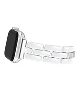 Anne Klein Women's White Enamel and Silver-Tone Alloy Metal Bracelet designed for Apple Watch 42mm (Series 1