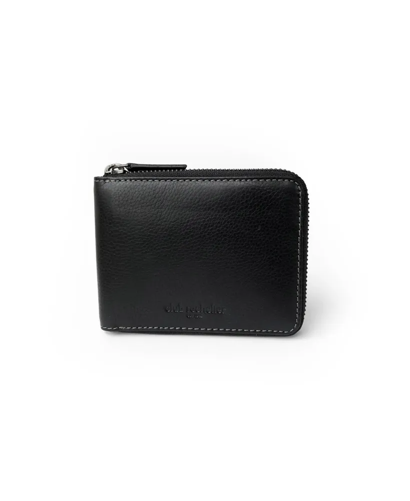 Club Rochelier Men's Full Leather Zipper Around Wallet with Center Wing