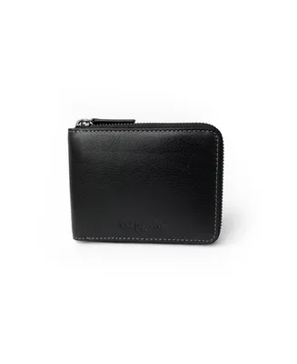 Men's Full Leather Zipper Around Wallet with Center Wing