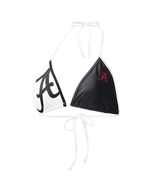 Women's G-iii 4Her by Carl Banks Black, White Alabama Crimson Tide Play Action Bikini Top