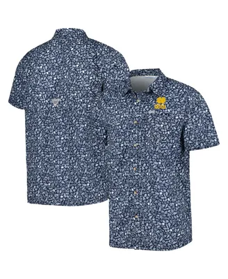 Men's Columbia Navy Notre Dame Fighting Irish Super Slack Tide Omni-Shade Team Button-Up Shirt