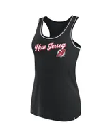 Women's Fanatics Black New Jersey Devils Wordmark Logo Racerback Scoop Neck Tank Top