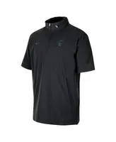 Men's Nike Black Michigan State Spartans Coaches Half-Zip Short Sleeve Jacket
