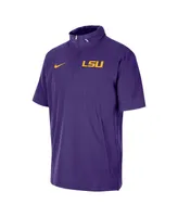 Men's Nike Purple Lsu Tigers Coaches Quarter-Zip Short Sleeve Jacket