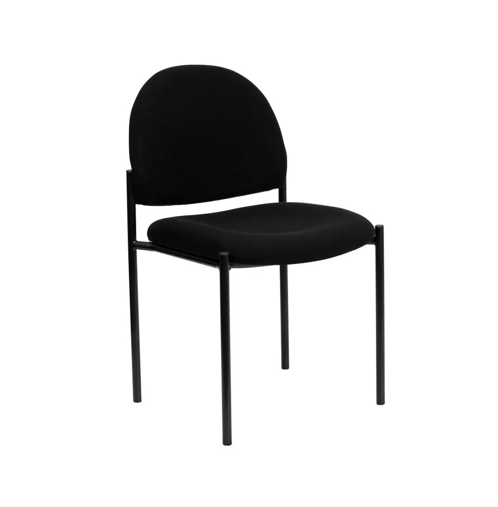 Emma + Oliver Black LeatherSoft Side Chair with Lumbar Support and Sled Base