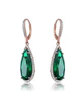 Rachel Glauber Elegant Teardrop Shaped Earrings with A Cubic Zirconia Middle Stone