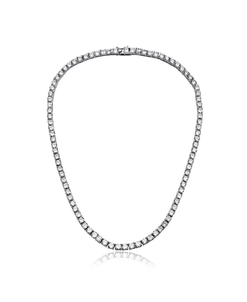 Rachel Glauber White Gold Plated Cubic Zirconia 3MM Tennis Necklace
