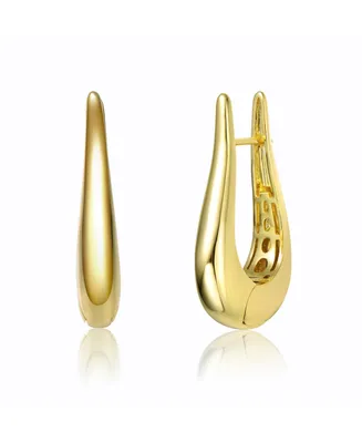 Rachel Glauber 14k Yellow Gold Plated Oblong Oval Raindrop Hoop Earrings