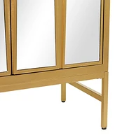 Rosemary Lane 32" Wood 1 Shelf and 3 Doors Cabinet with Mirrored Front
