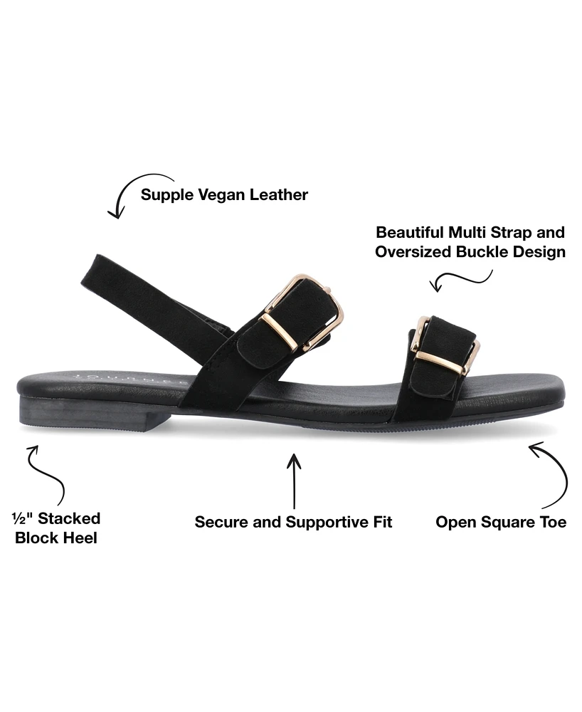 Journee Collection Women's Twylah Buckle Flat Sandals