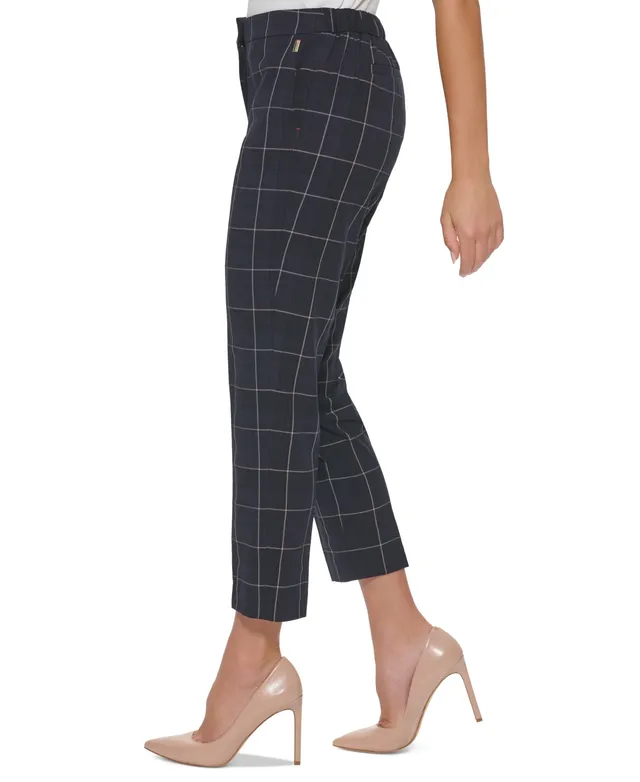 Tommy Hilfiger Women's Plaid Pull-On Mid-Rise Pants - Macy's