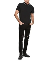 Guess Men's Logo Taped Tipped Collar Polo Shirt