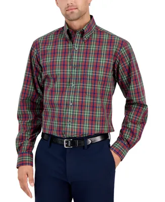 Club Room Men's Regular-Fit Plaid Dress Shirt