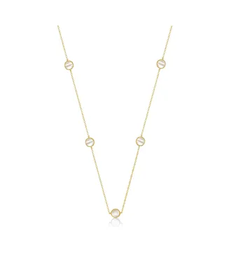 Rachel Glauber 14k Gold Plated with Cubic Zirconia Halo Mariner Link Station chain Necklace