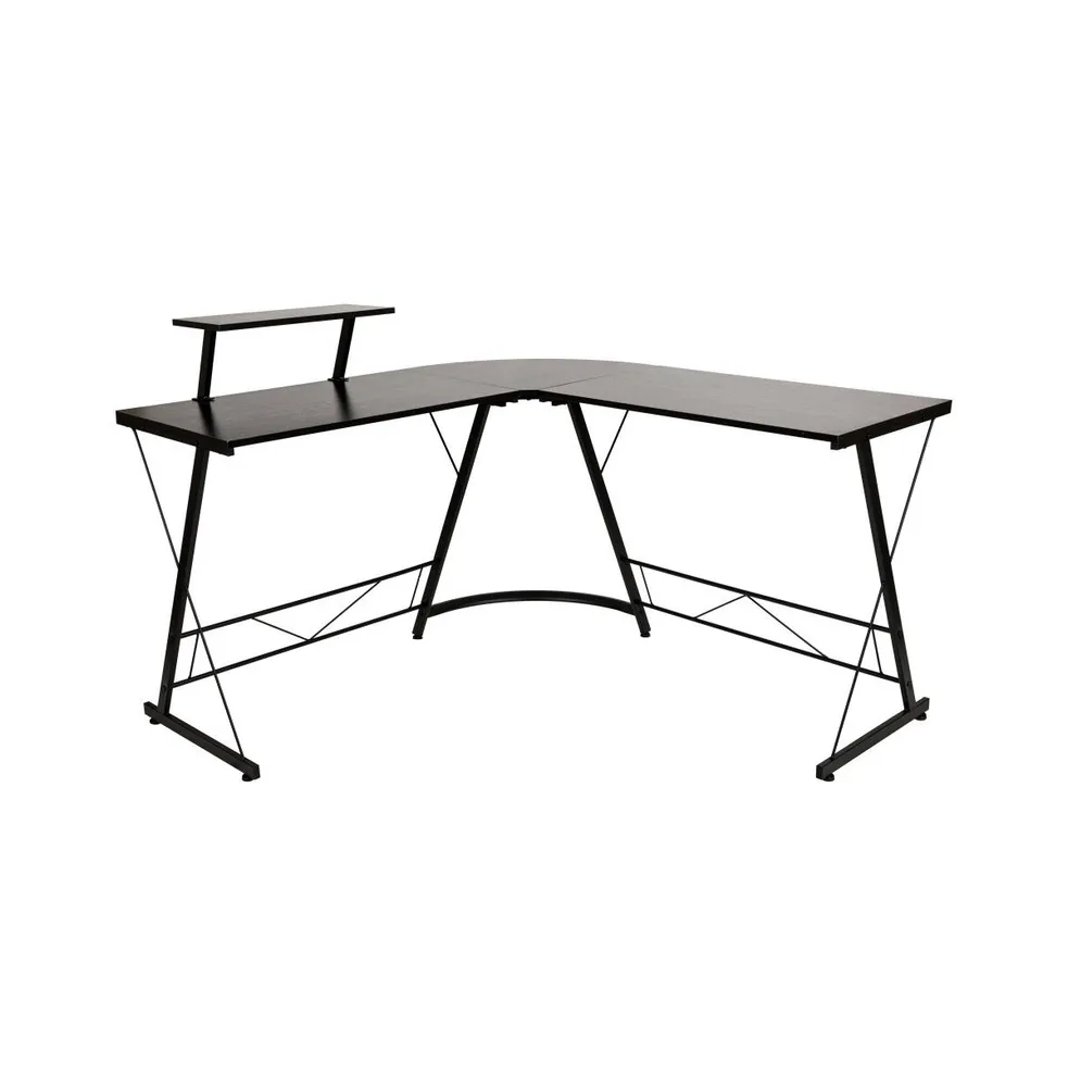 Emma+Oliver L-Shaped Computer Desk, Gaming Home Office Frame