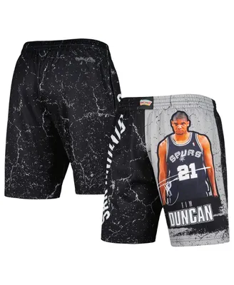 Men's Mitchell & Ness Tim Duncan Black San Antonio Spurs Hardwood Classics Player Burst Shorts