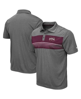 Men's Colosseum Heathered Charcoal Mississippi State Bulldogs Smithers Polo Shirt
