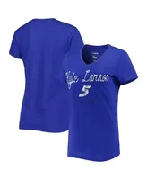 Women's G-iii 4Her by Carl Banks Royal Kyle Larson Bump & Run V-Neck T-shirt