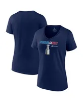 Women's Fanatics Navy Colorado Avalanche 2022 Stanley Cup Champions Plus Celebration V-Neck T-shirt