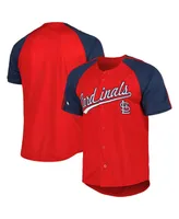 Men's Stitches Red St. Louis Cardinals Button-Down Raglan Fashion Jersey