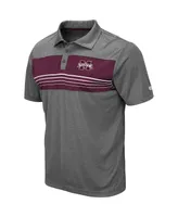 Men's Colosseum Heathered Charcoal Mississippi State Bulldogs Smithers Polo Shirt