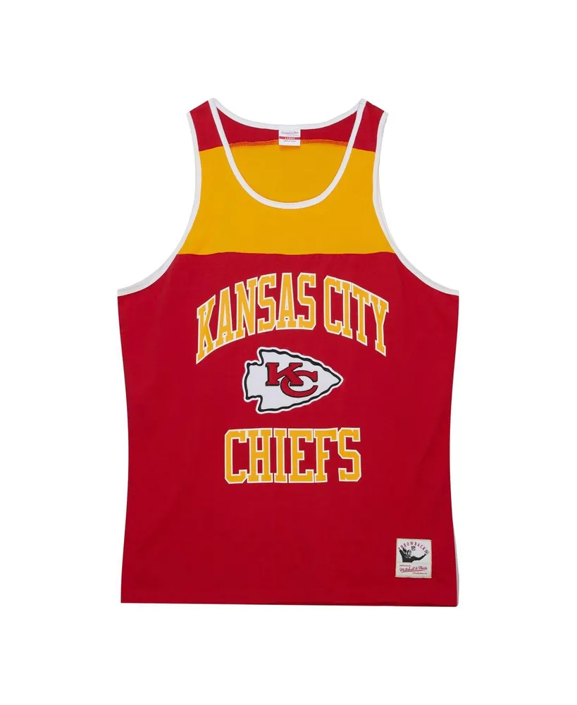 Men's Mitchell & Ness Red, Gold Kansas City Chiefs Heritage Colorblock Tank Top