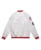 Men's Mitchell & Ness White New York Mets City Collection Satin Full-Snap Varsity Jacket