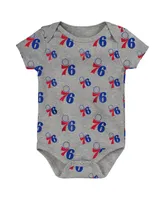 Newborn and Infant Boys Girls Royal, Gray Philadelphia 76ers Two-Pack Double Up Bodysuit Set