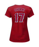 Women's Fanatics Shohei Ohtani Red Los Angeles Angels Plus Size Player Split Body T-shirt