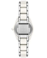 Anne Klein Women's Solar Silver-Tone and White Oceanworks Plastic Watch, 32mm