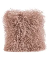 Millihome Mongolian Lamb Fur Square Decorative Pillow, 16" x